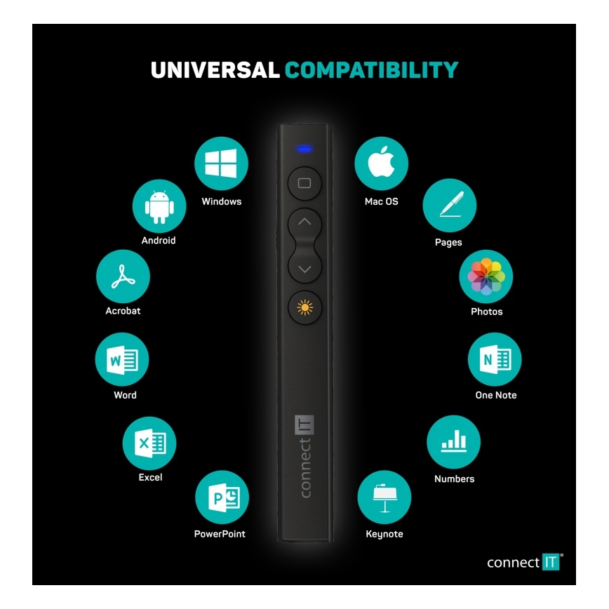 CONNECT IT CLP-2050-BK - Presentatore wireless con puntatore laser 1xAAA