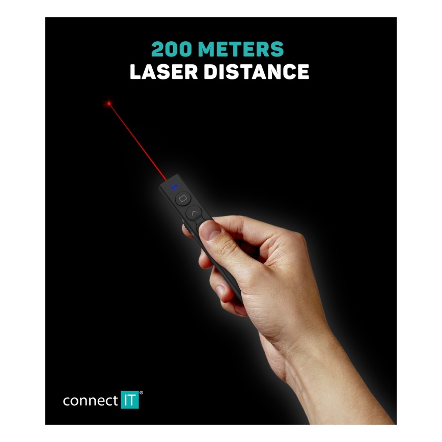 CONNECT IT CLP-2050-BK - Presentatore wireless con puntatore laser 1xAAA
