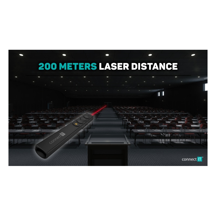 CONNECT IT CLP-2050-BK - Presentatore wireless con puntatore laser 1xAAA