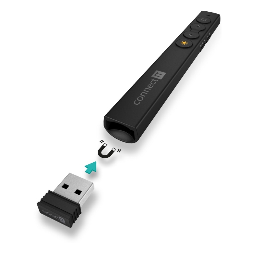 CONNECT IT CLP-2050-BK - Presentatore wireless con puntatore laser 1xAAA