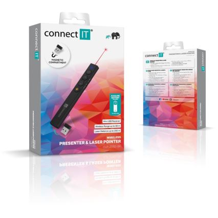 CONNECT IT CLP-2050-BK - Presentatore wireless con puntatore laser 1xAAA