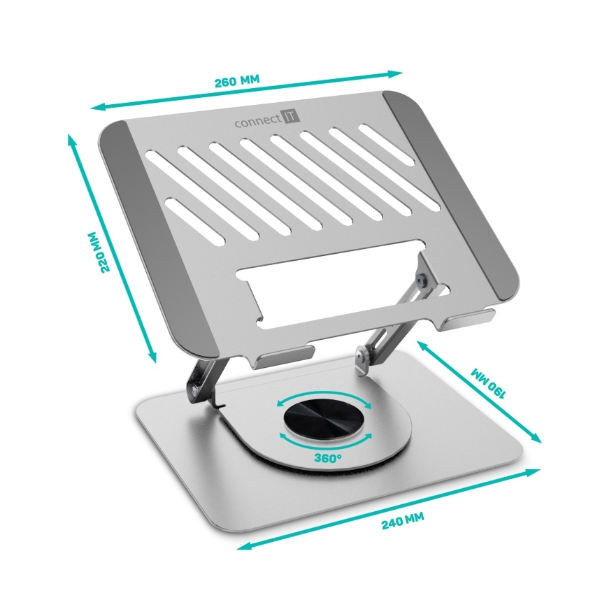 CONNECT IT CMF-2100-SL - Supporto rotante per laptop argento