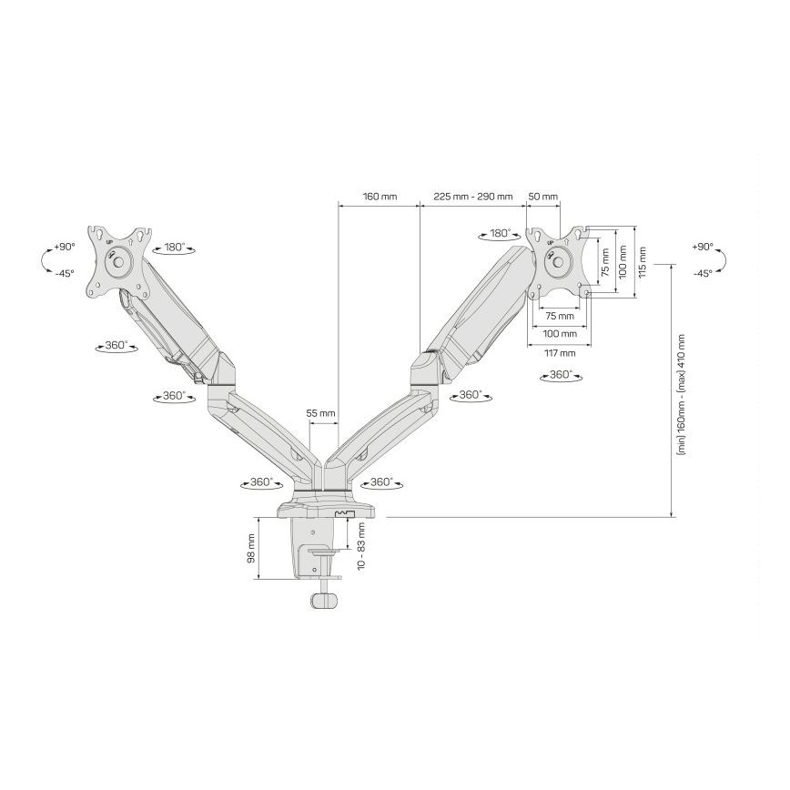 CONNECT IT CMF-3207-BK - Supporto universale per 2 monitor 13-27” nero