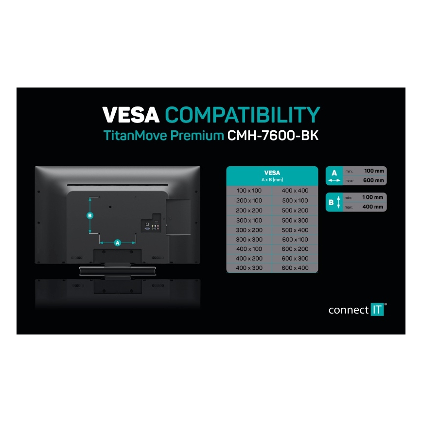CONNECT IT CMH-7600-BK - Supporto a parete per TV 32-70” nero