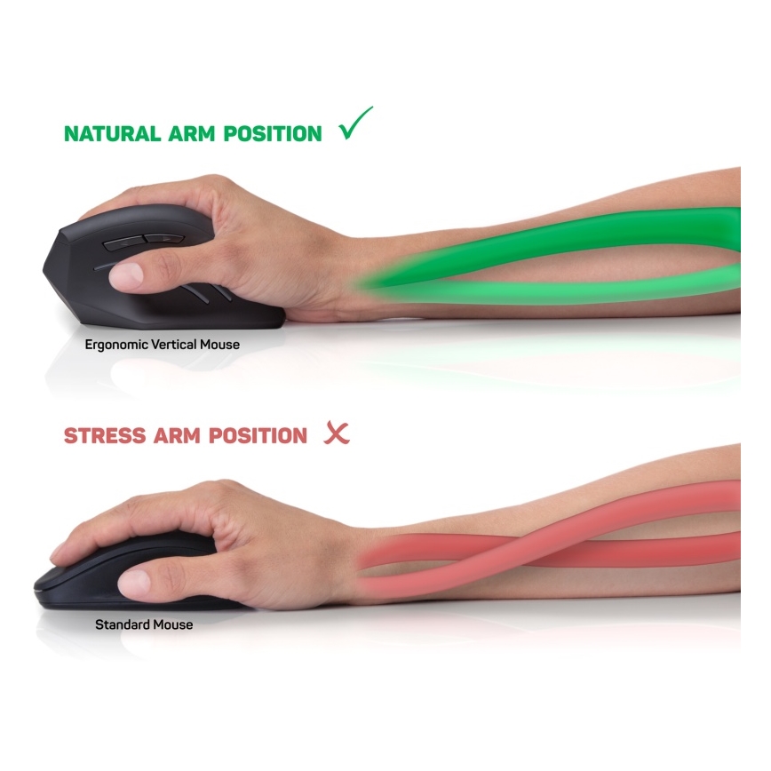 CONNECT IT CMO-2500-BK - Mouse ergonomico cablato Verti Wire 1000/1600 DPI, nero