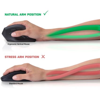 CONNECT IT CMO-2510-BK - mouse ergonomico Verti Wireless 800/1200/1600 DPI 2xAAA nero