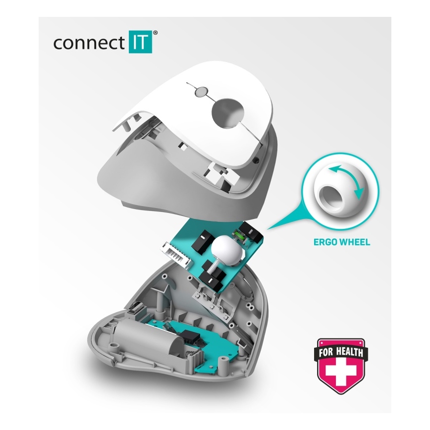 CONNECT IT CMO-2700-WH - Mouse wireless ergonomico 800/1200/1600 DPI 1xAA bianco