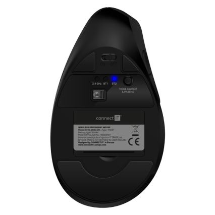CONNECT IT CMO-2880-BK - Mouse ergonomico wireless Verti TriMode 1000/1600/2400 DPI 2xAAA nero