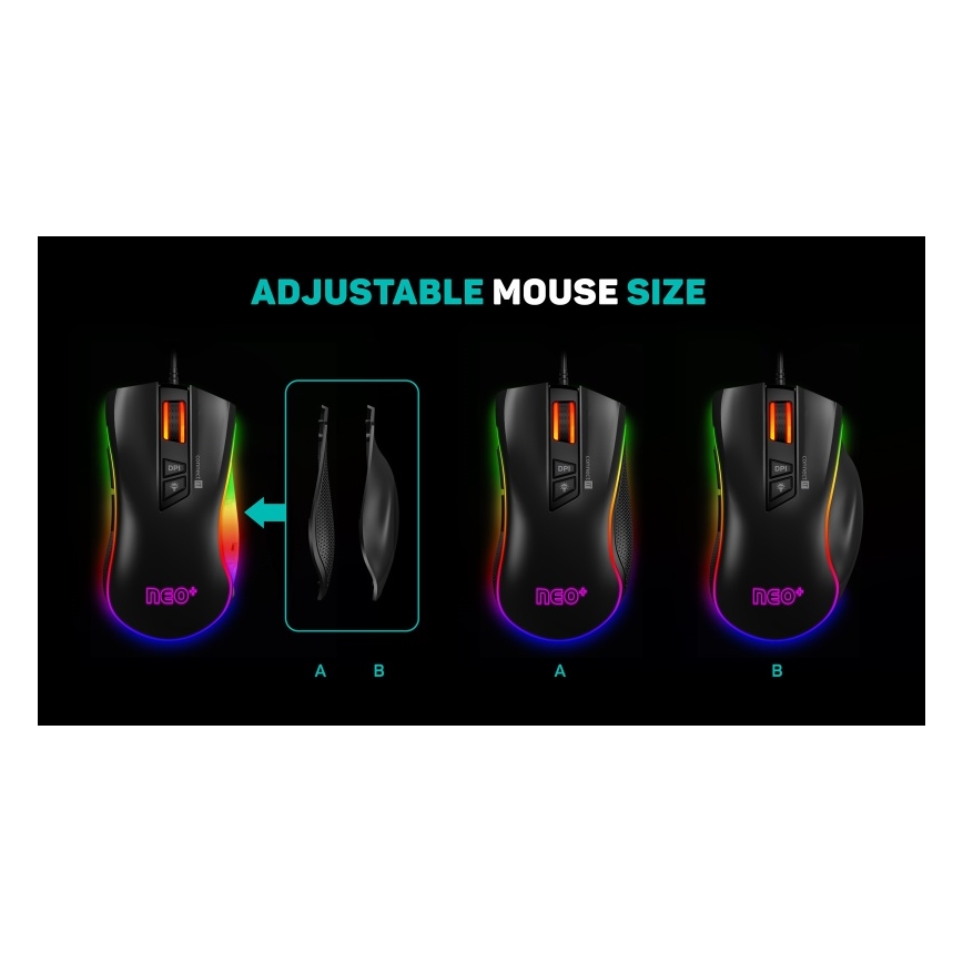 CONNECT IT CMO-3591-BK - LED RGB Mouse da gioco con cavo 500-7200 DPI nero