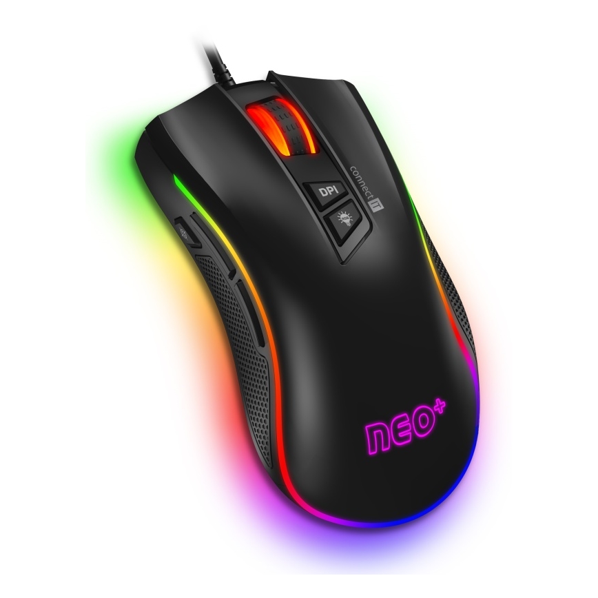CONNECT IT CMO-3591-BK - LED RGB Mouse da gioco con cavo 500-7200 DPI nero