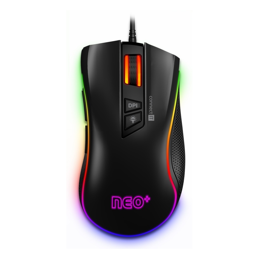 CONNECT IT CMO-3591-BK - LED RGB Mouse da gioco con cavo 500-7200 DPI nero