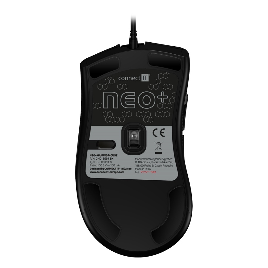CONNECT IT CMO-3591-BK - LED RGB Mouse da gioco con cavo 500-7200 DPI nero