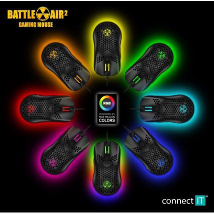 CONNECT IT CMO-5511-BK - Mouse da gioco cablata LED RGB 200-12800 DPI nera