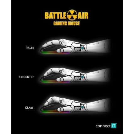 CONNECT IT CMO-5511-BK - Mouse da gioco cablata LED RGB 200-12800 DPI nera