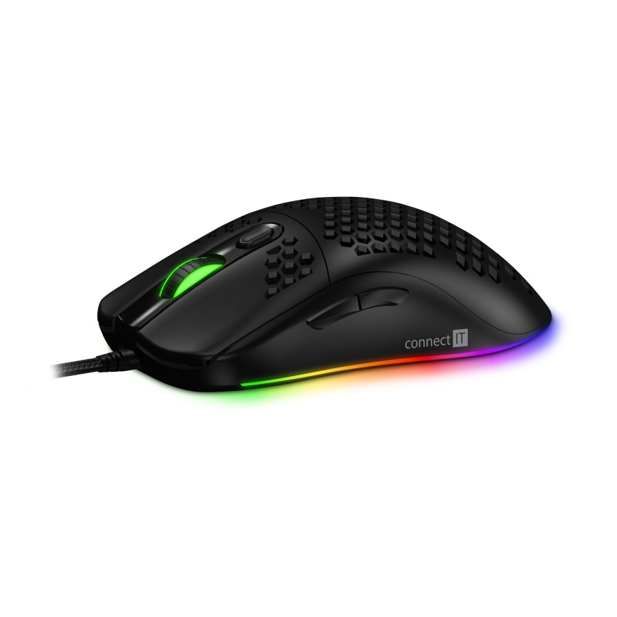 CONNECT IT CMO-5511-BK - Mouse da gioco cablata LED RGB 200-12800 DPI nera