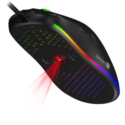 CONNECT IT CMO-5511-BK - Mouse da gioco cablata LED RGB 200-12800 DPI nera