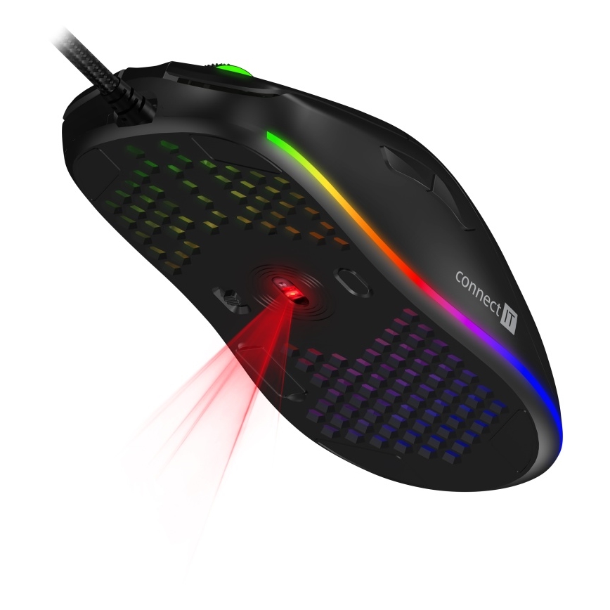 CONNECT IT CMO-5511-BK - Mouse da gioco cablata LED RGB 200-12800 DPI nera