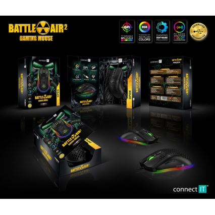 CONNECT IT CMO-5511-BK - Mouse da gioco cablata LED RGB 200-12800 DPI nera
