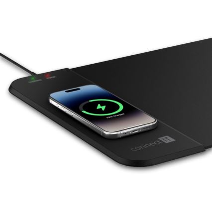 CONNECT IT CMP-2500-LG - Tappetino per tastiera e topo con Qi ricarica wireless 80x30 cm nero