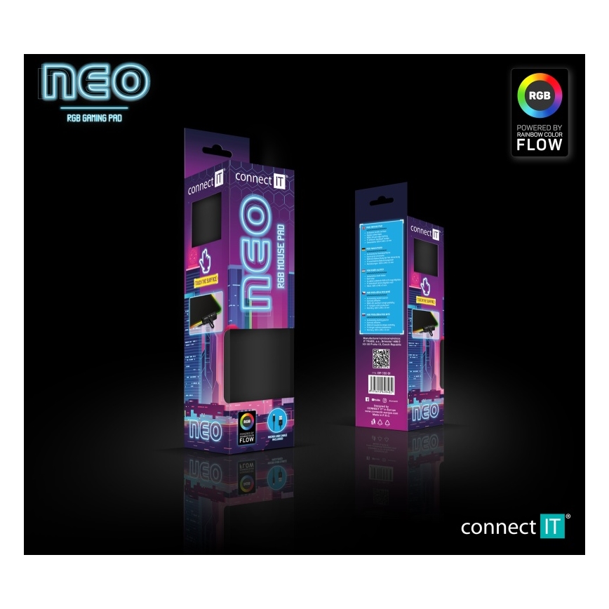 CONNECT IT CMP-3100-SM - LED RGB Tappetino per mouse da gioco 32x24,5 cm nero