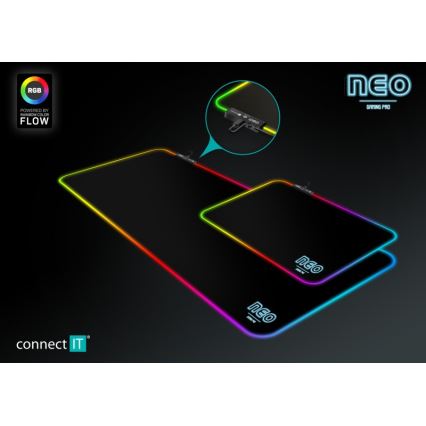 CONNECT IT CMP-3100-SM - Tappetino da gioco per mouse LED RGB 32x24,5 cm nero