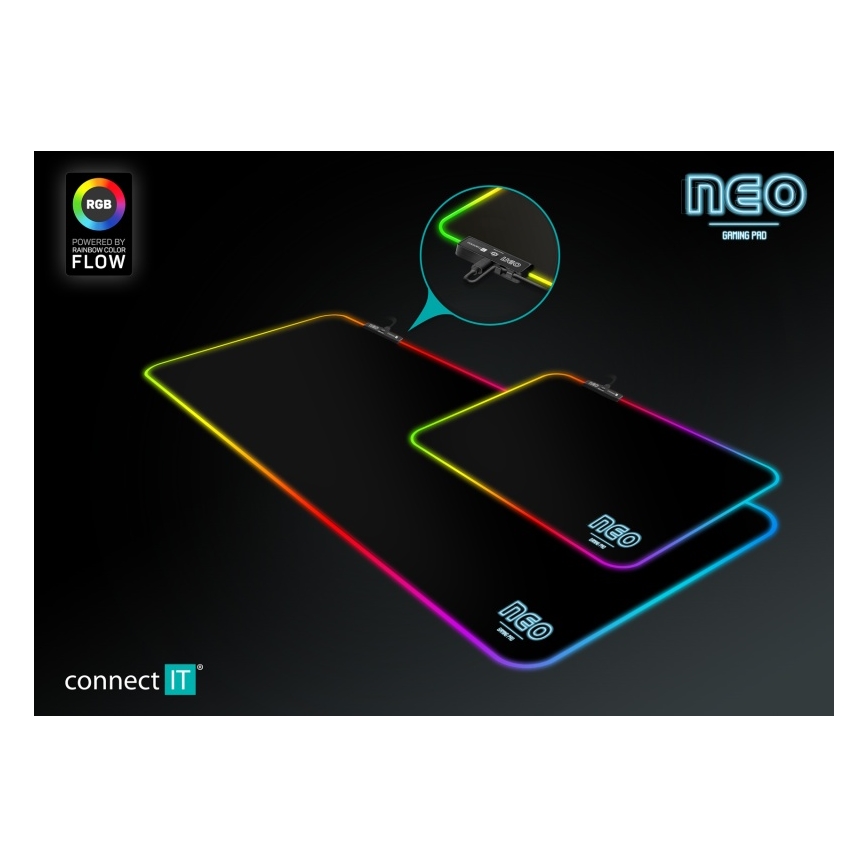 CONNECT IT CMP-3100-SM - Tappetino da gioco per mouse LED RGB 32x24,5 cm nero