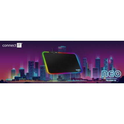 CONNECT IT CMP-3100-SM - Tappetino da gioco per mouse LED RGB 32x24,5 cm nero