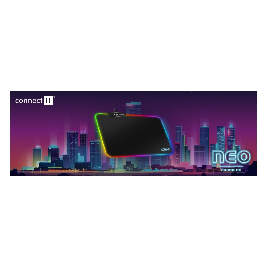 CONNECT IT CMP-3100-SM - Tappetino da gioco per mouse LED RGB 32x24,5 cm nero
