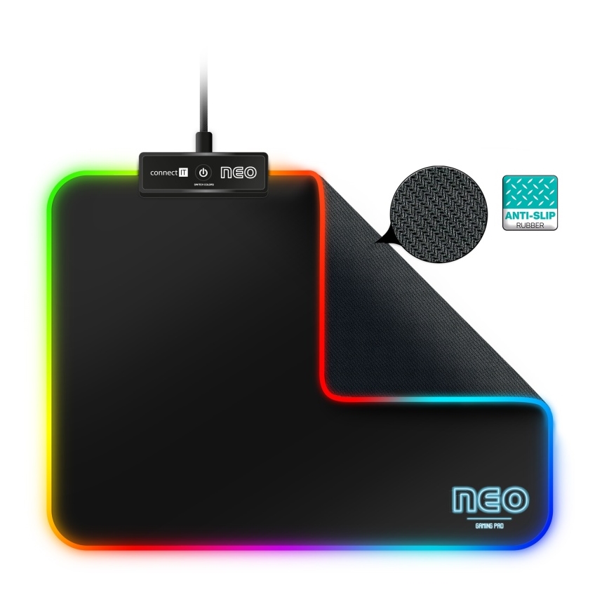 CONNECT IT CMP-3100-SM - Tappetino da gioco per mouse LED RGB 32x24,5 cm nero