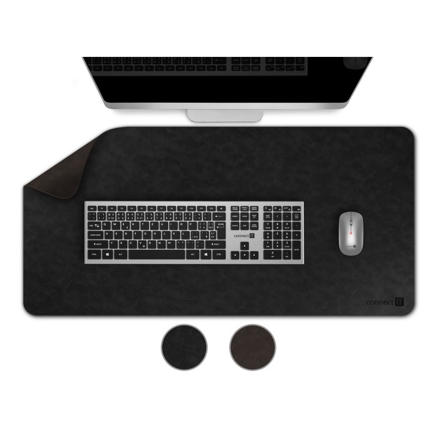 CONNECT IT CMP-4030-LG - Tappetino reversibile per tastiera e mouse 90x40 cm nero/marrone