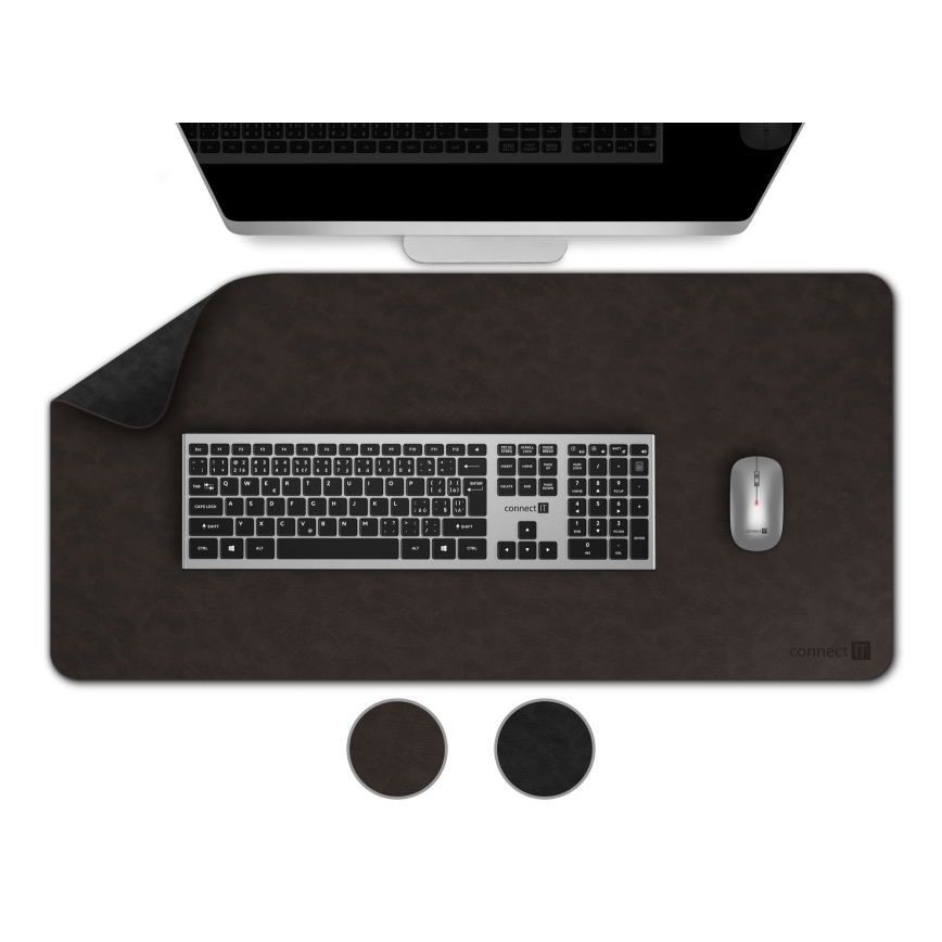 CONNECT IT CMP-4030-LG - Tappetino reversibile per tastiera e mouse 90x40 cm nero/marrone