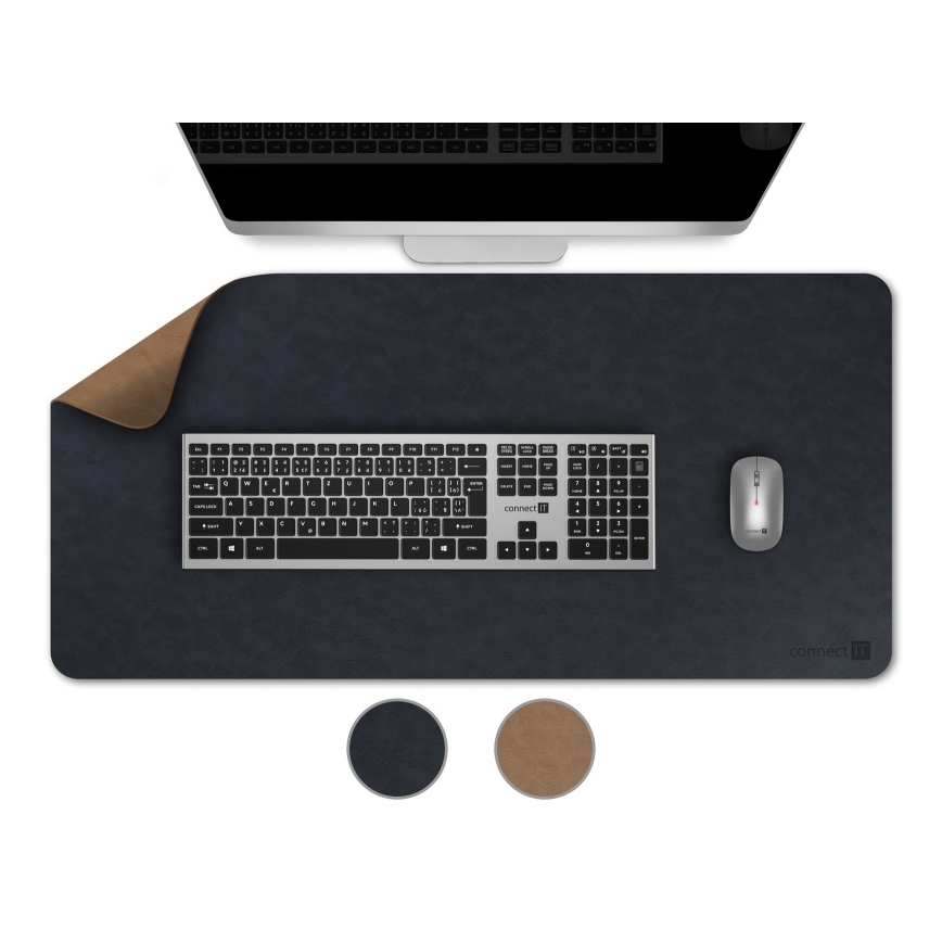 CONNECT IT CMP-4040-LG - Tappetino reversibile per tastiera e mouse 90x40 cm blu/marrone