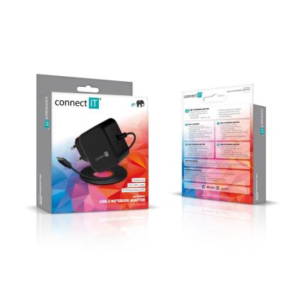 CONNECT IT CNP-1660-BK - Adattatore di alimentazione universale per notebook USB-C 67W