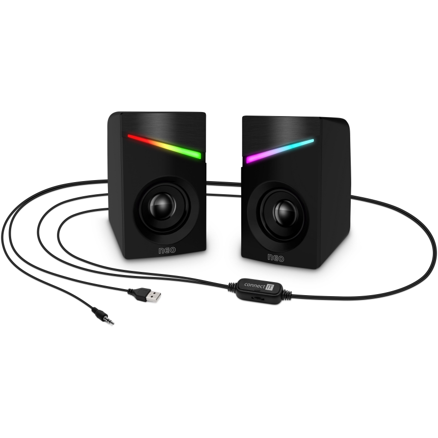 CONNECT IT CSP-1100-BK - SET 2x LED RGB Gaming altoparlante 6W/5V nero