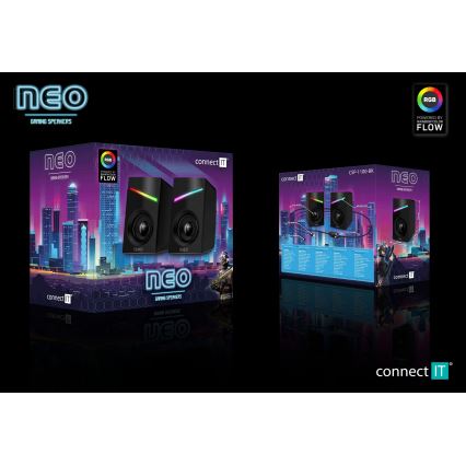 CONNECT IT CSP-1100-BK - SET 2x LED RGB Gaming altoparlante 6W/5V nero
