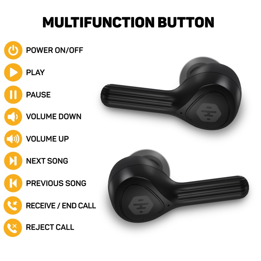 CONNECT IT HEP-5300-BK - Cuffie wireless con microfono 300 mAh + 2x 35 mAh nero