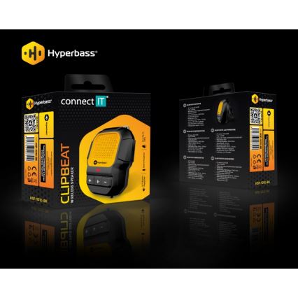 CONNECT IT HSP-1010-BK - Altoparlante senza fili con microfono ClipBEAT 2W/5V 560 mAh IPX7 nero/giallo