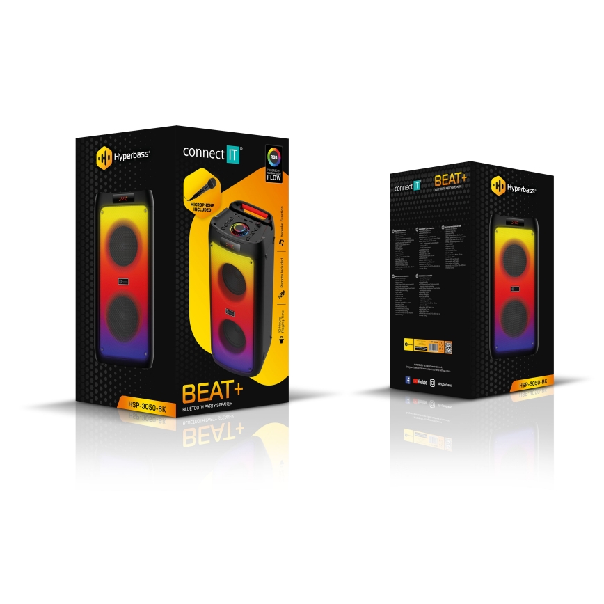 CONNECT IT HSP-3050-BK - LED Autoparlante wireless con microfono 60W/5V 4500 mAh nero + telecomando