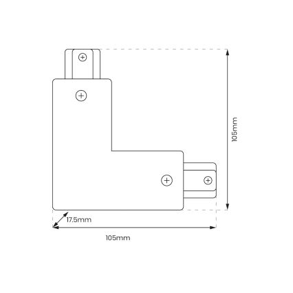 Connettore per apparecchi in sistema a binario monofase tipo L + alimentatore nero