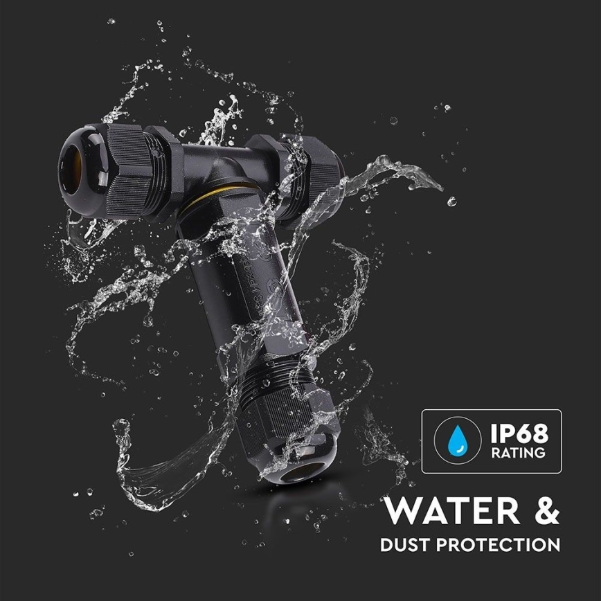 Connettore di collegamento impermeabile IP68 nero