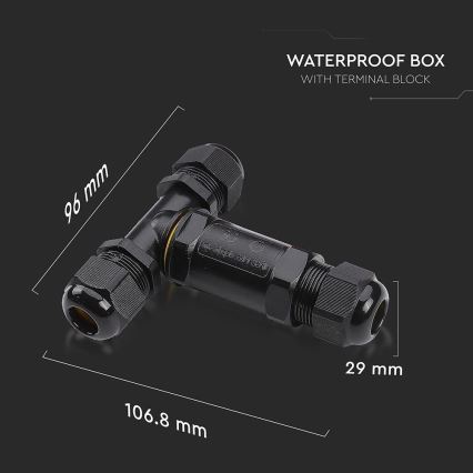 Connettore di collegamento impermeabile IP68 nero