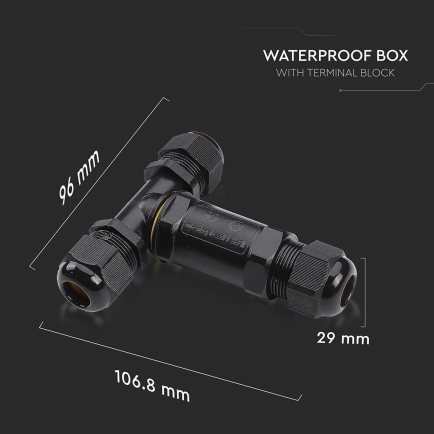 Connettore di collegamento impermeabile IP68 nero