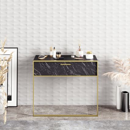 Consolle da parete POLKA 76,8x90 cm oro/nero