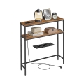 Consolle LUVOR 80x20 cm con prese integrate e porte USB, marrone/nero
