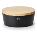 Continenta C3730 - Portapane con coperchio 30x23 cm nero/legno di Hevea