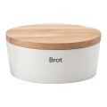 Continenta C3930 - Portapane con coperchio 30x23 cm bianco/legno di gomma