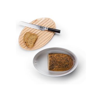 Continenta C3931 -  Portapane con coperchio 27x20 cm bianco/legno di hevea