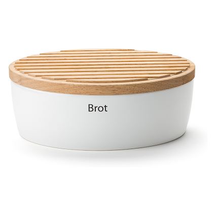 Continenta C3931 -  Portapane con coperchio 27x20 cm bianco/legno di hevea