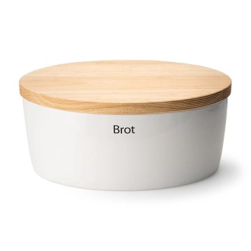 Continenta C3936 - Portapane con coperchio 36x23 cm bianco/legno di caucciù
