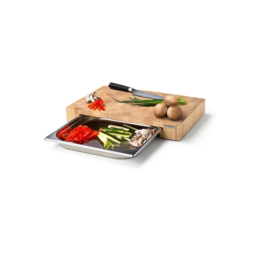 Continenta C4027 - Tagliere da cucina con ciotola 48x32,5cm gomma fig